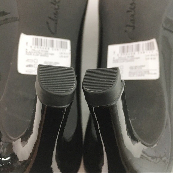 NEW Clarks Women Size 8 Calla Rose Black Patent Leather Heels Pumps Shoes - Picture 12 of 16